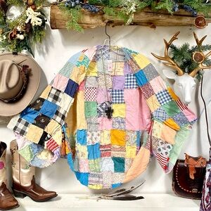 ⭐️ ARTISAN patchwork Gypsy boho rustic cover up w southwestern hippy vibe